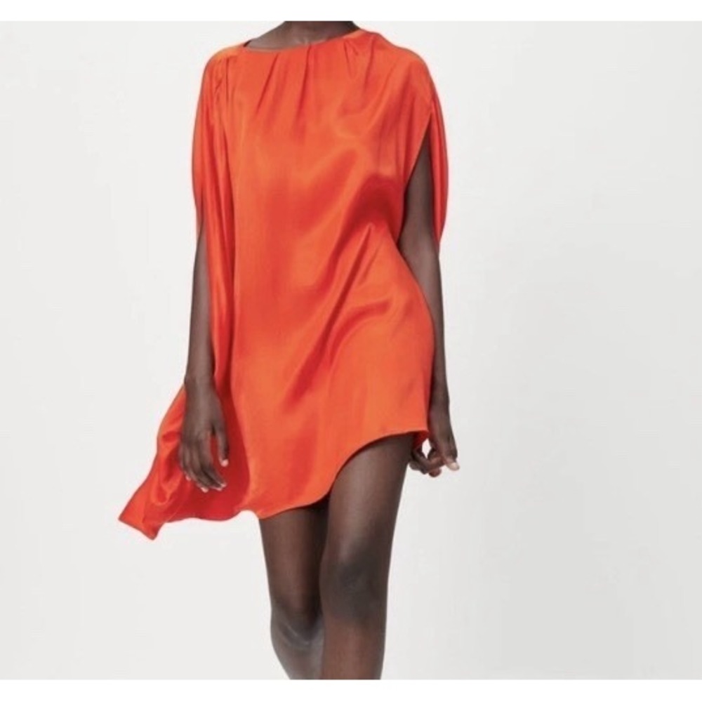 Zara Orange Satin Mini Dress